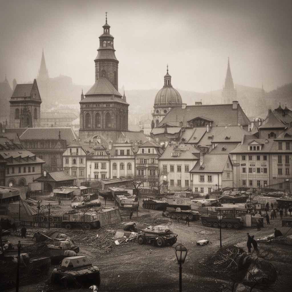 AI-generated illustration of Prague Spring