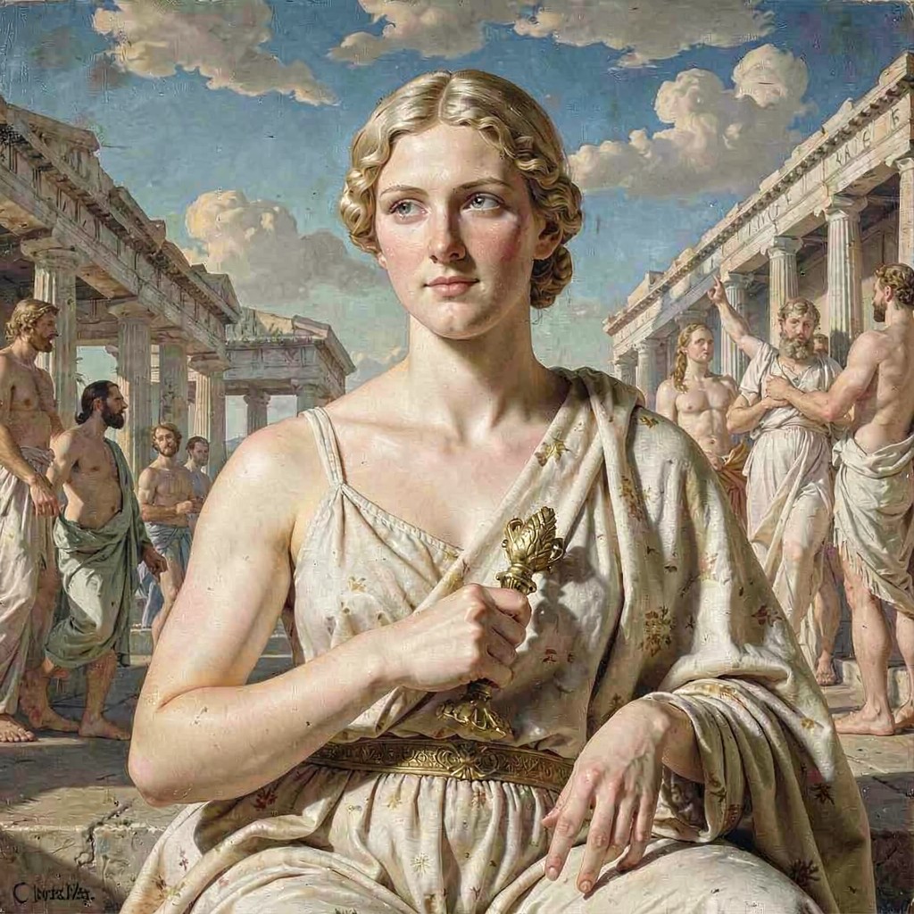 AI-generated illustration of Aspasia of Miletus