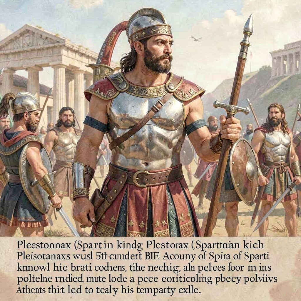 AI-generated illustration of Spartan king Pleistoanax