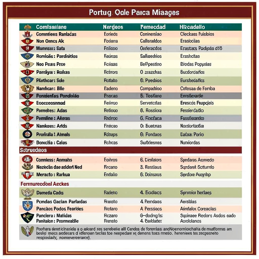 AI-generated illustration of Portuguese military ranks