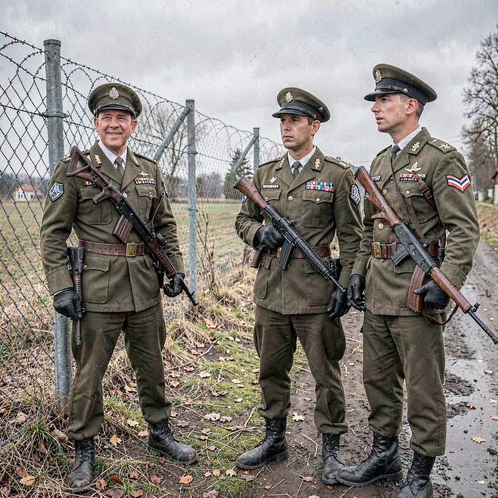 AI-generated illustration of Czechoslovak border guards
