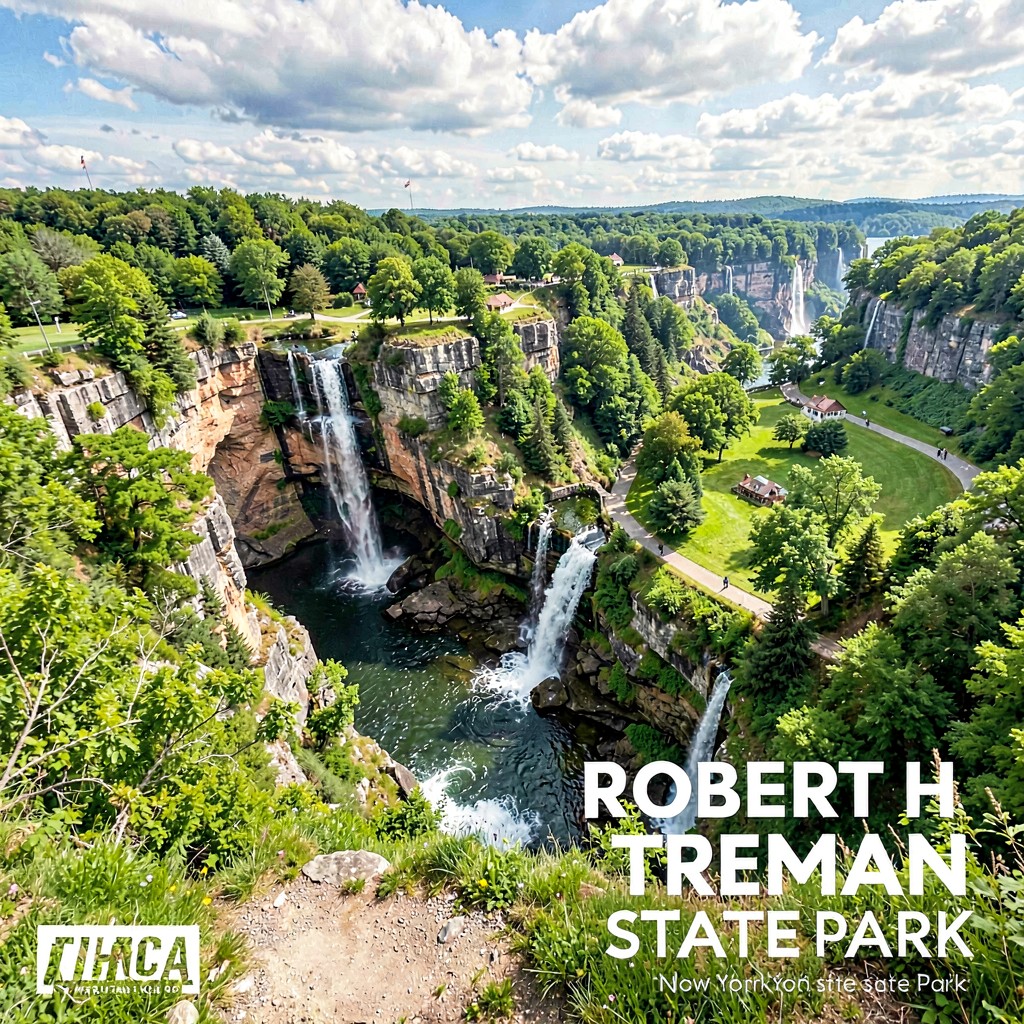 AI-generated illustration of Robert H. Treman State Park