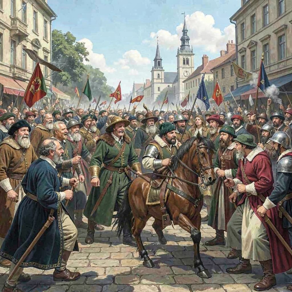 AI-generated illustration of Huguenot rebellions