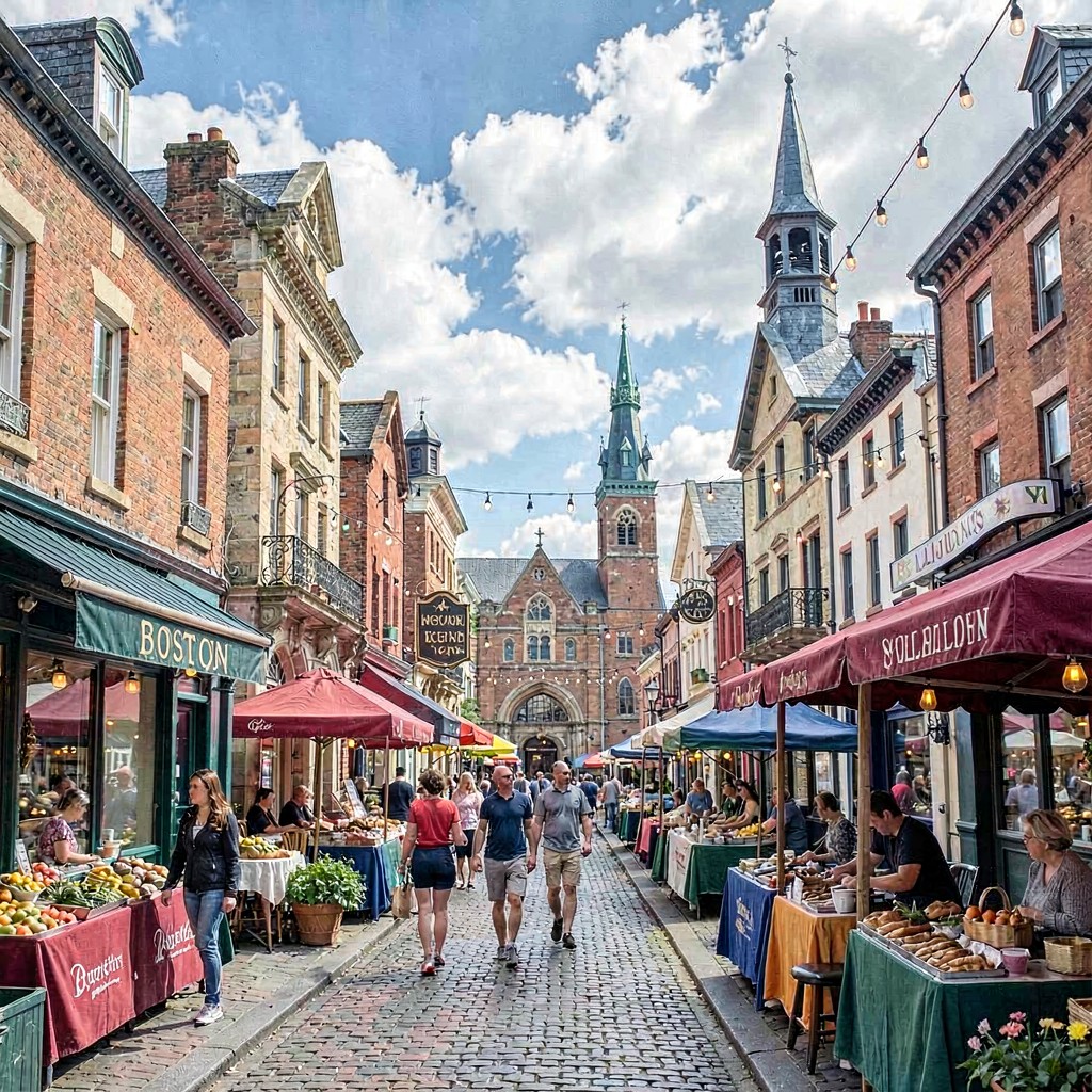 AI-generated illustration of Boston town centre