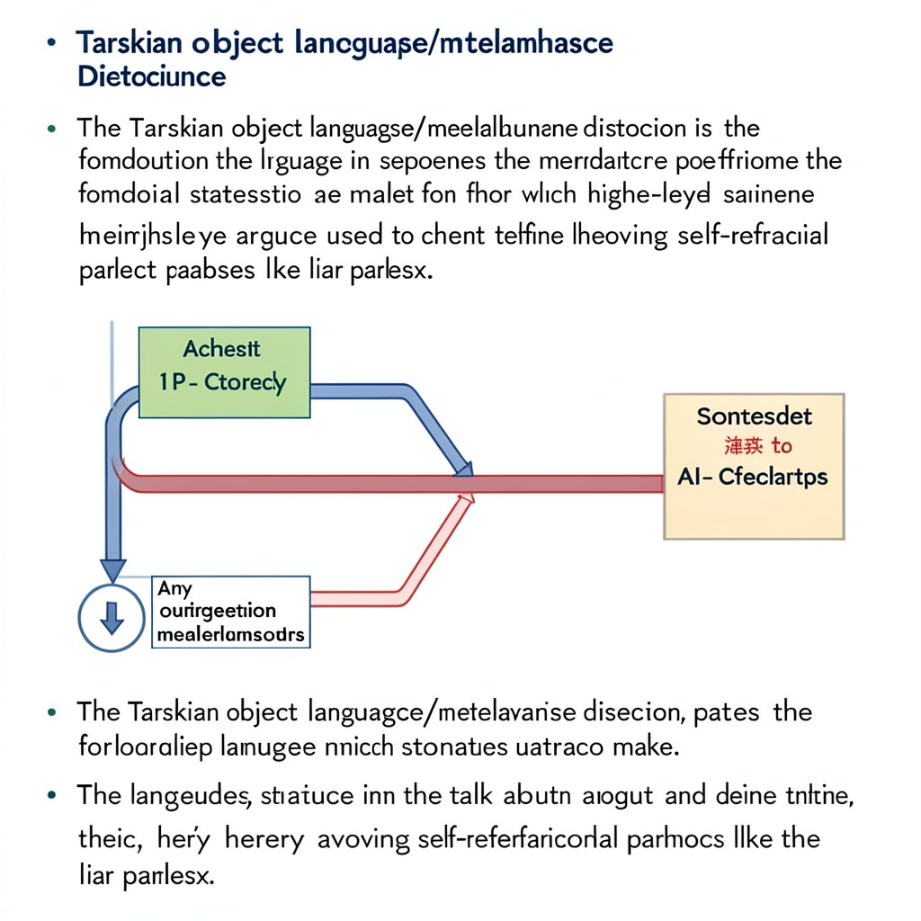AI-generated illustration of Tarskian object-language/metalanguage distinction