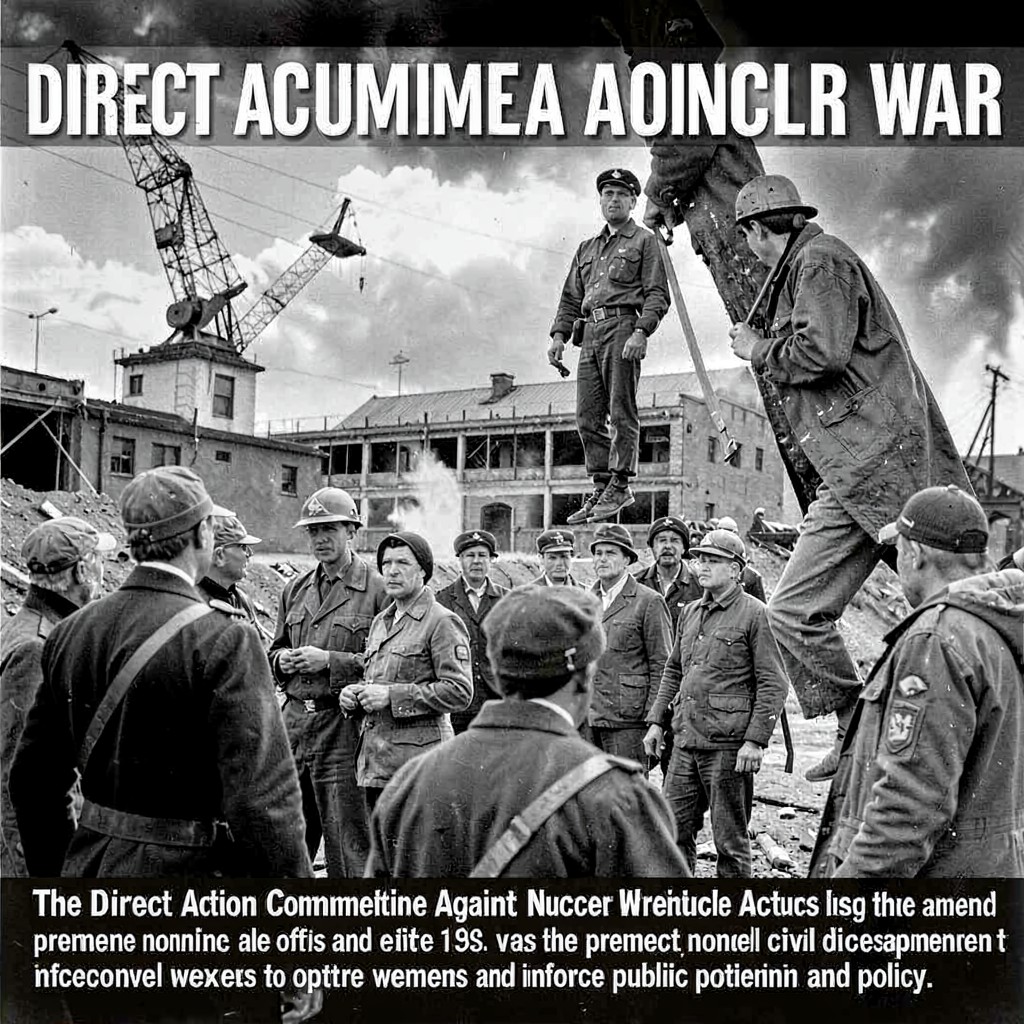 AI-generated illustration of Direct Action Committee Against Nuclear War