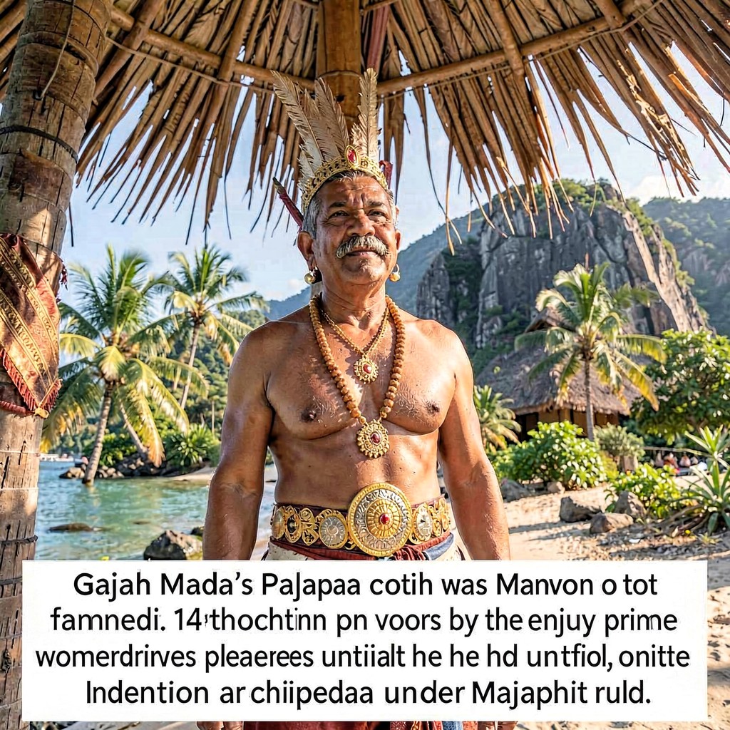 AI-generated illustration of Gajah Mada’s Palapa oath