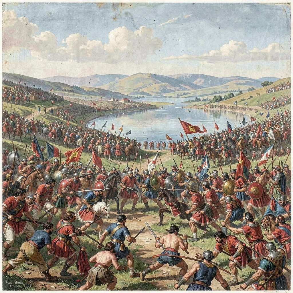 AI-generated illustration of Battle of Lake Trasimene