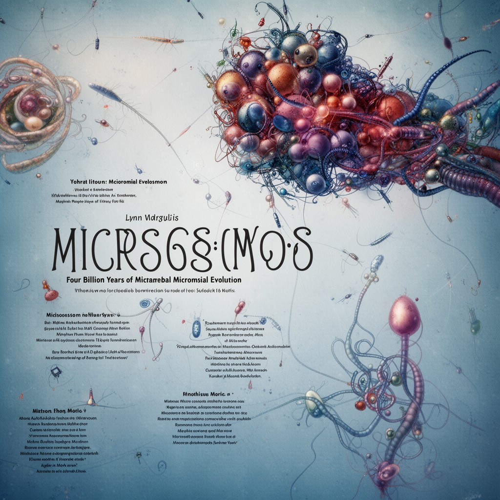 AI-generated illustration of Microcosmos: Four Billion Years of Microbial Evolution