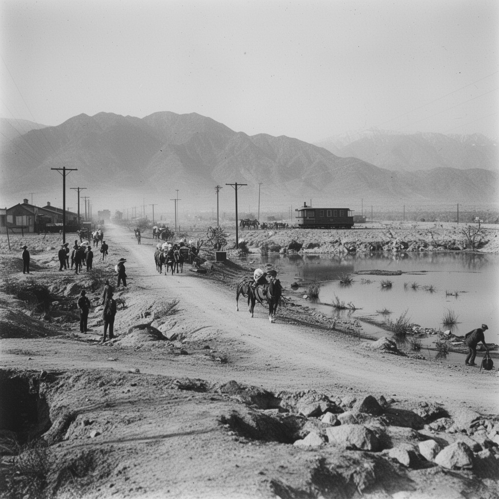 AI-generated illustration of Owens Valley water wars