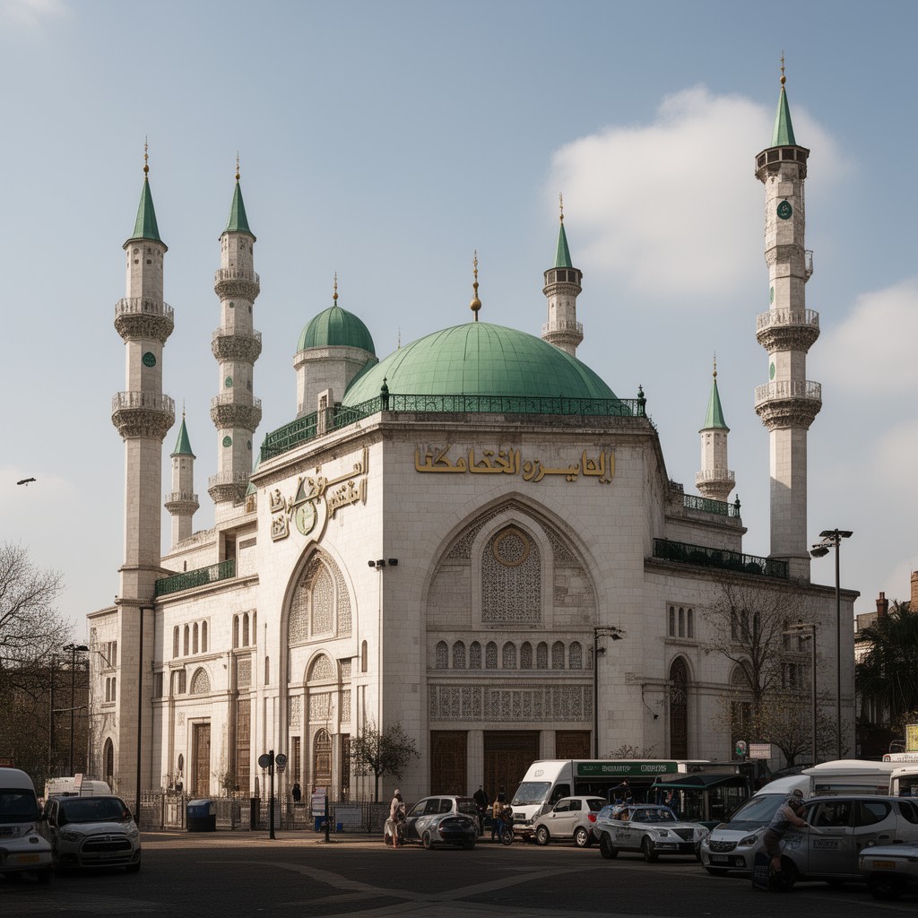 AI-generated illustration of Birmingham Central Mosque