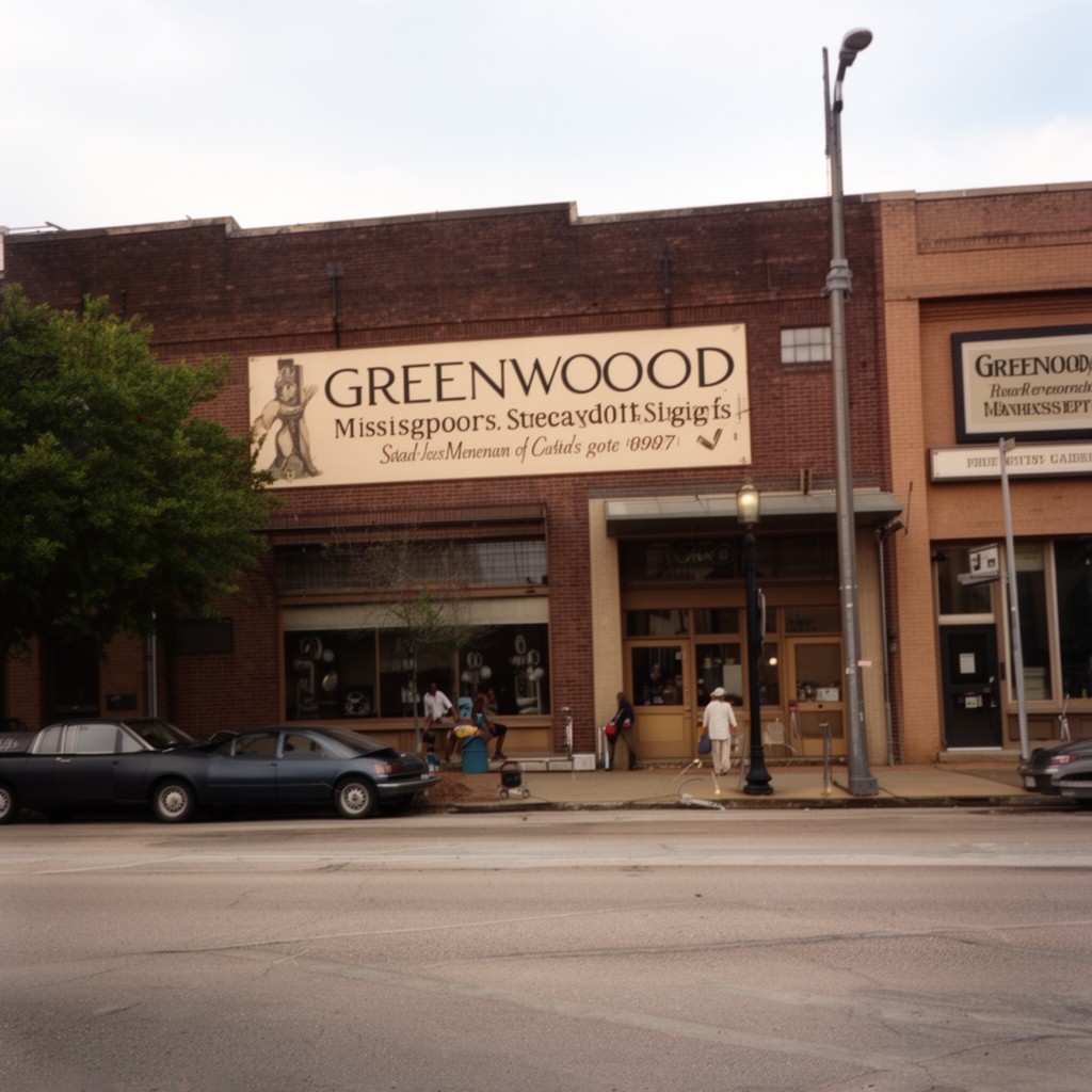 AI-generated illustration of Greenwood, Mississippi, United States