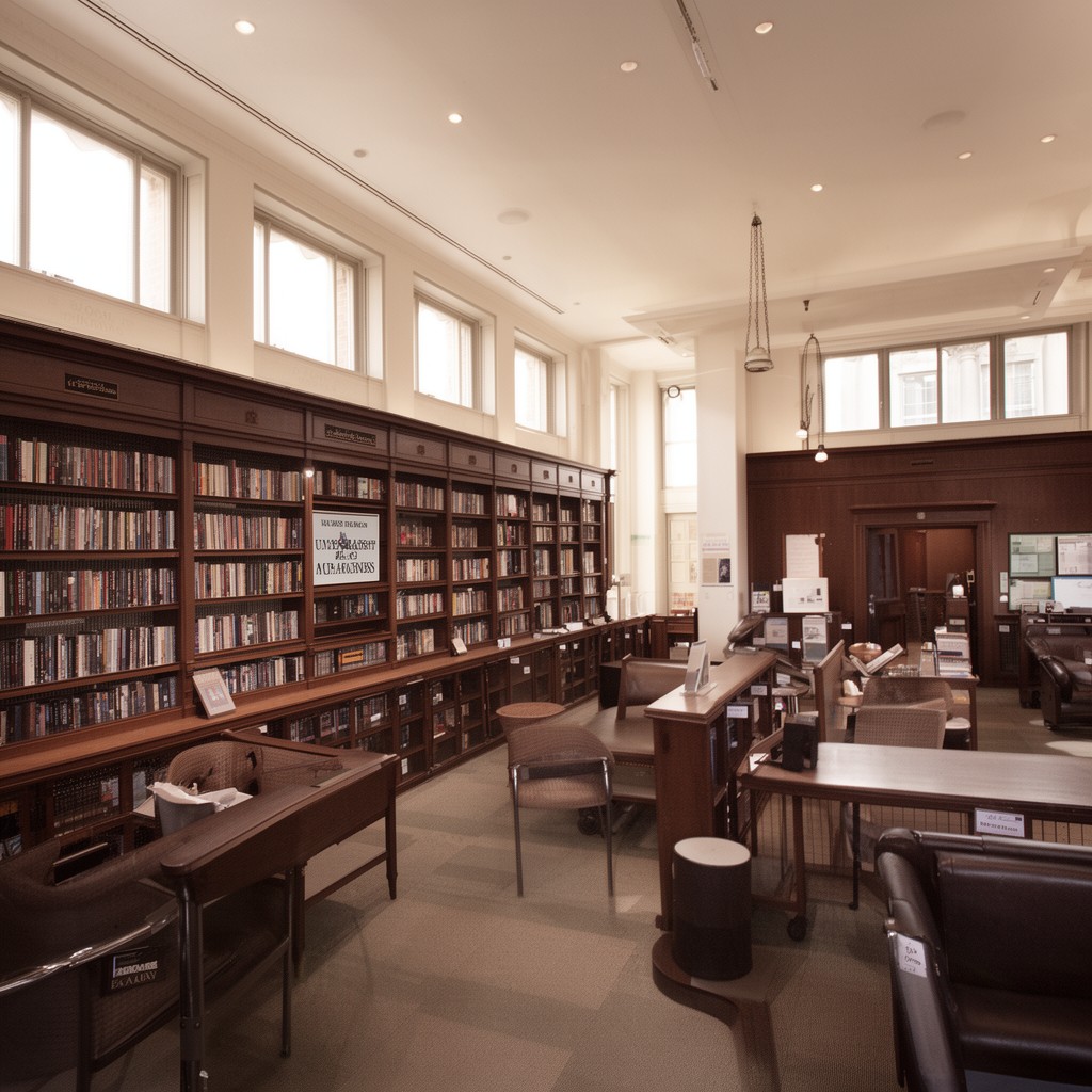 AI-generated illustration of UMass Amherst Libraries