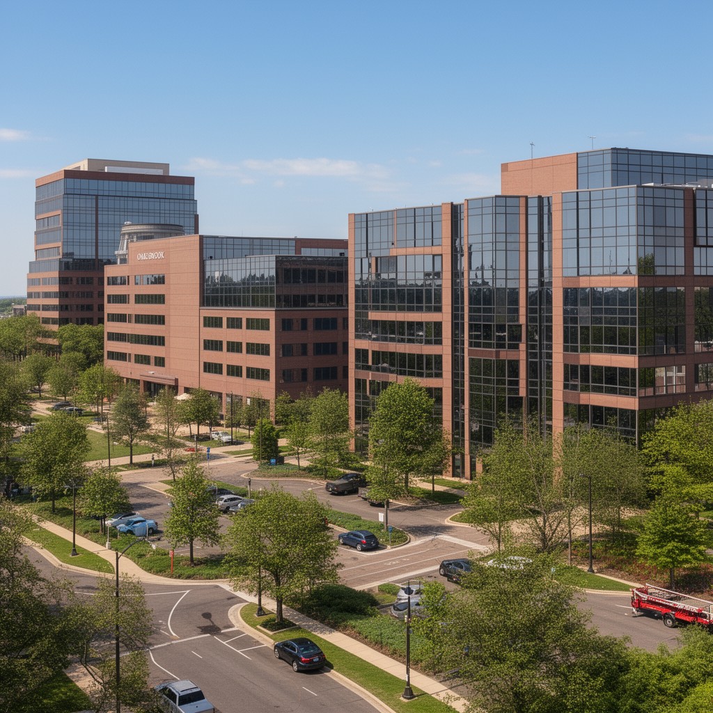 AI-generated illustration of Oak Brook corporate centers