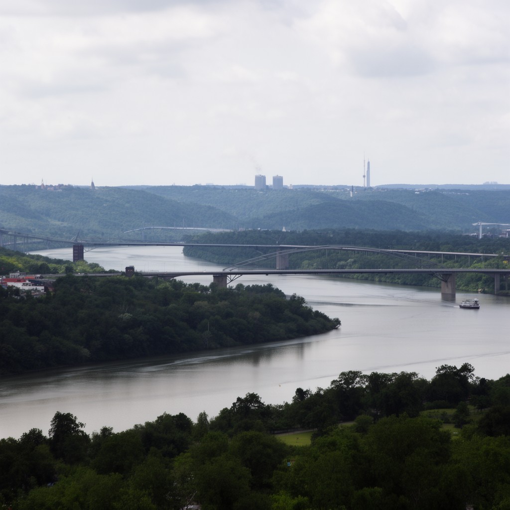 AI-generated illustration of Tappan Zee (wide section of the Hudson River)