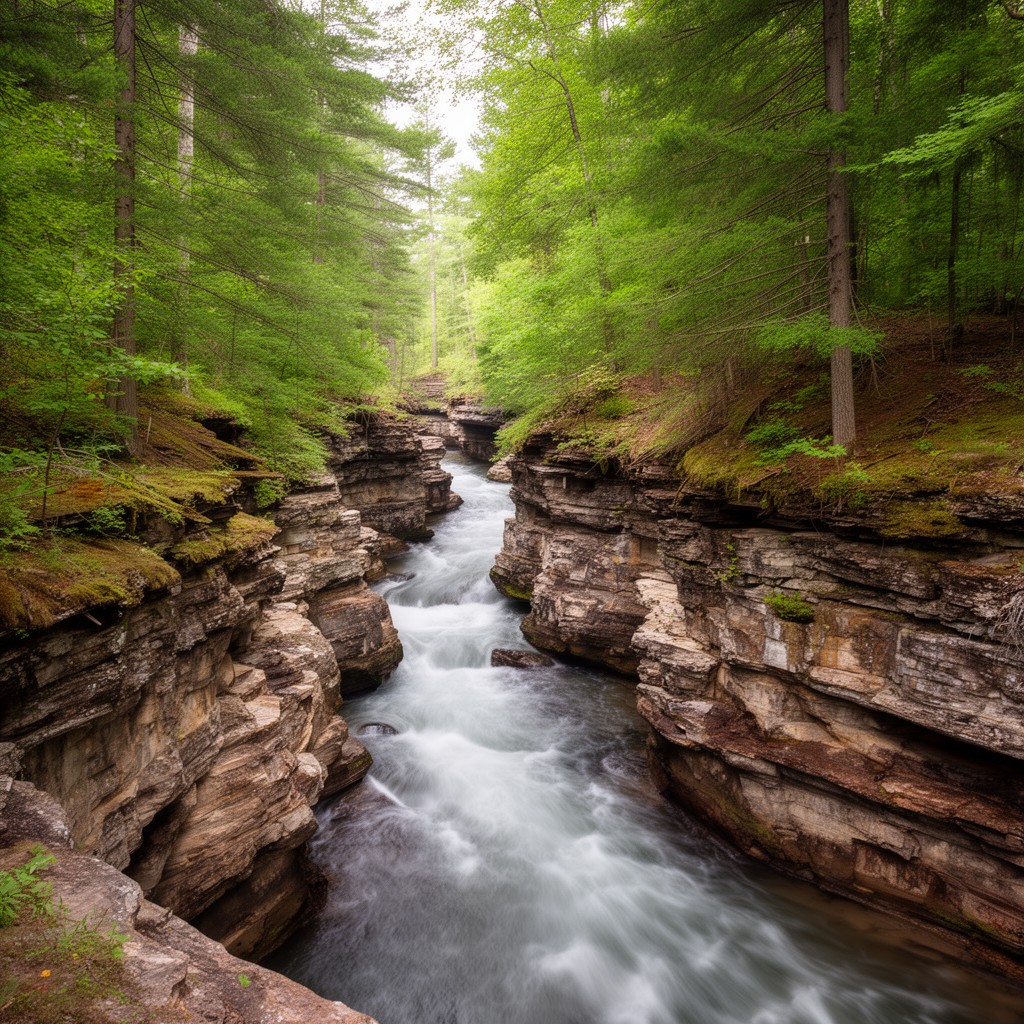 AI-generated illustration of Skowhegan Gorge