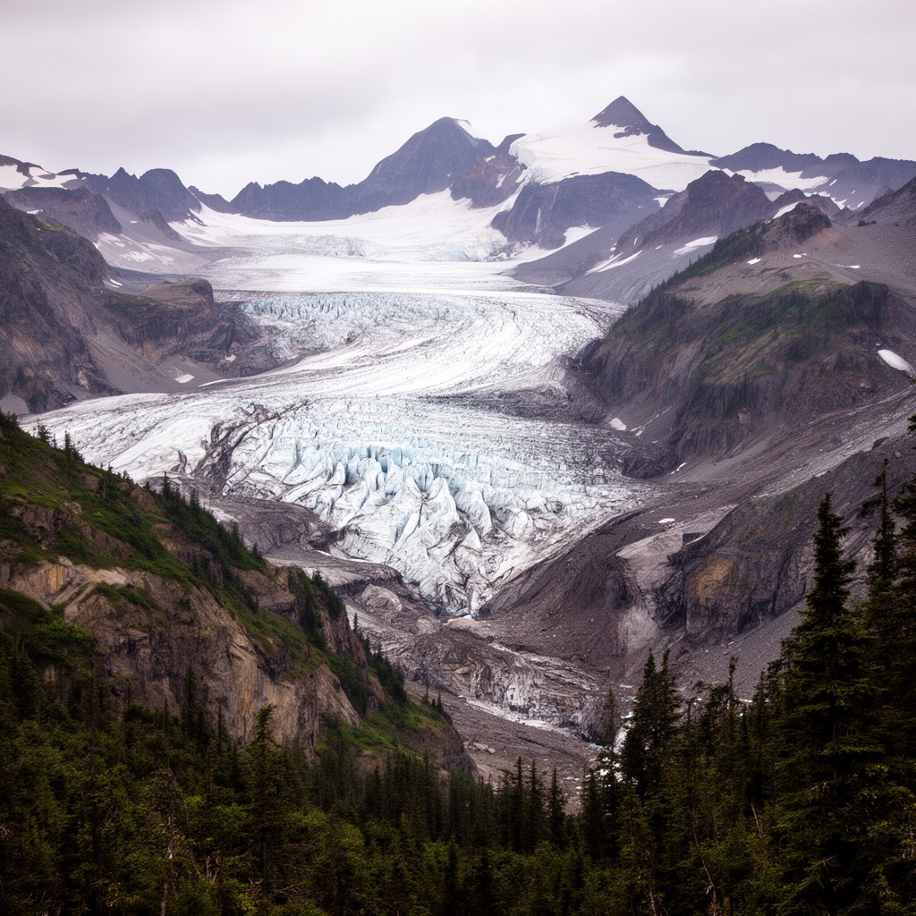 AI-generated illustration of Clark Glacier