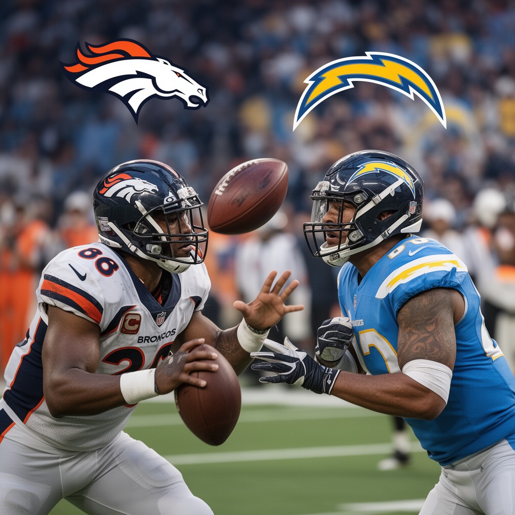 AI-generated illustration of Denver Broncos–Los Angeles Chargers rivalry