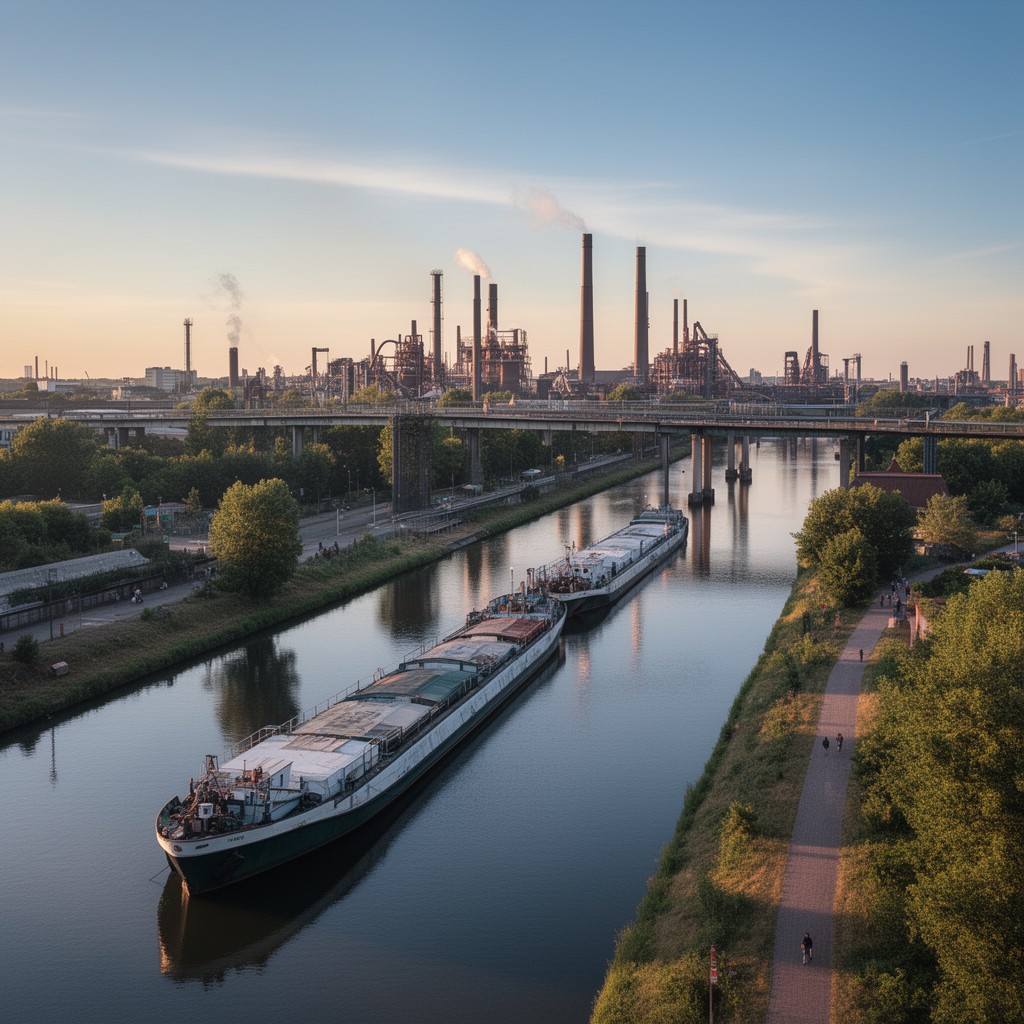 AI-generated illustration of Rhine–Herne Canal