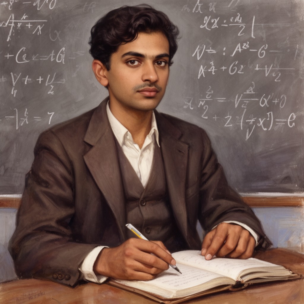 AI-generated illustration of Srinivasa Ramanujan