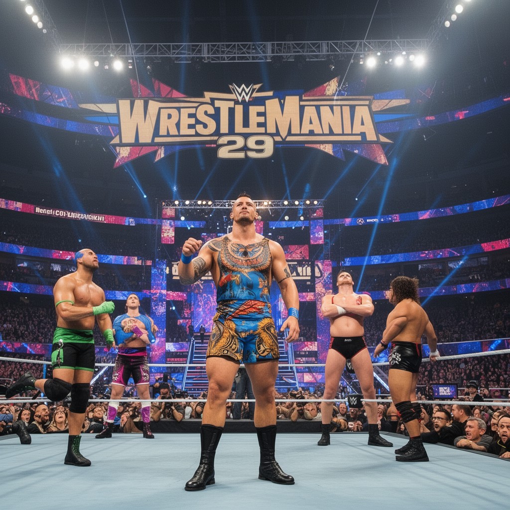 AI-generated illustration of WrestleMania 29