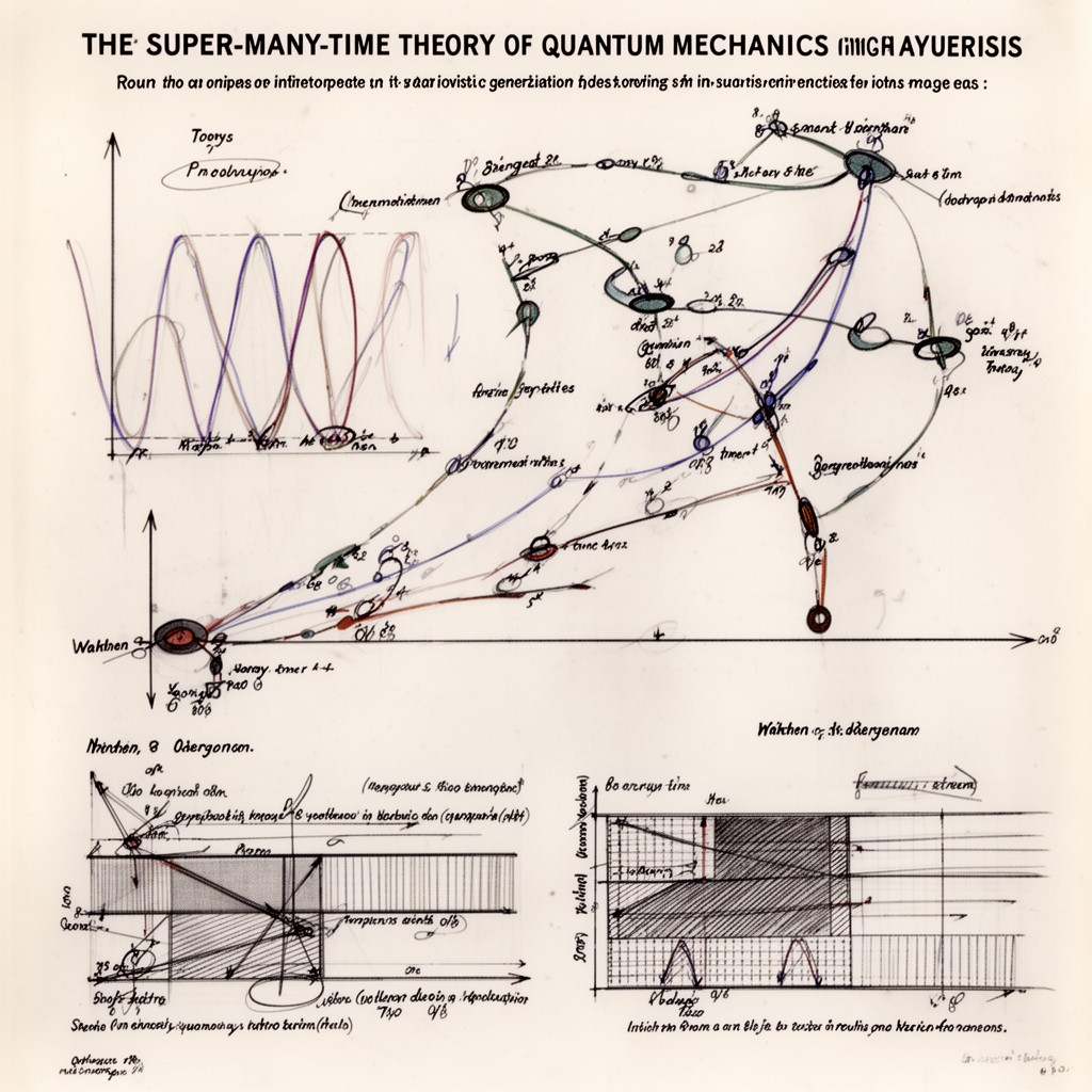 AI-generated illustration of Super-many-time theory of quantum mechanics