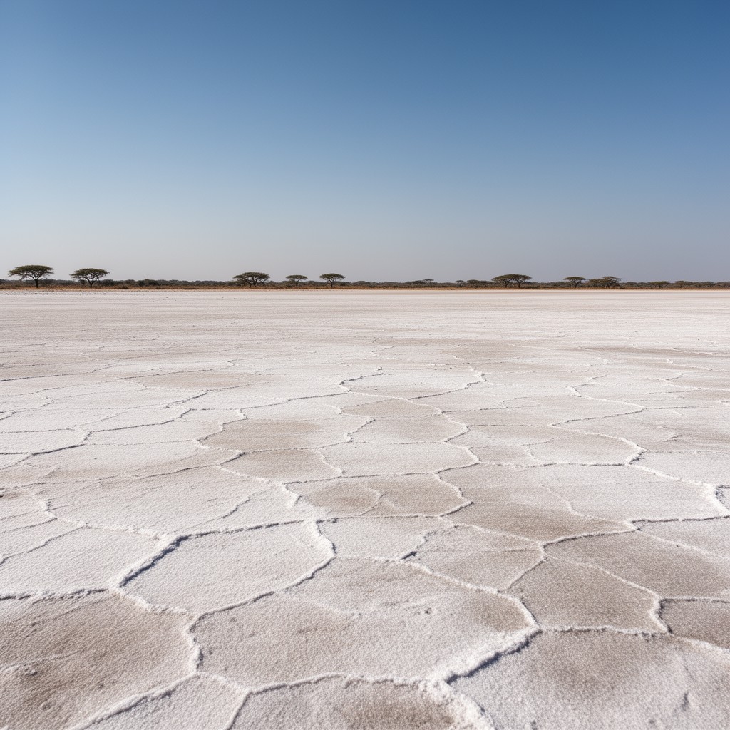 AI-generated illustration of Makgadikgadi Pans region