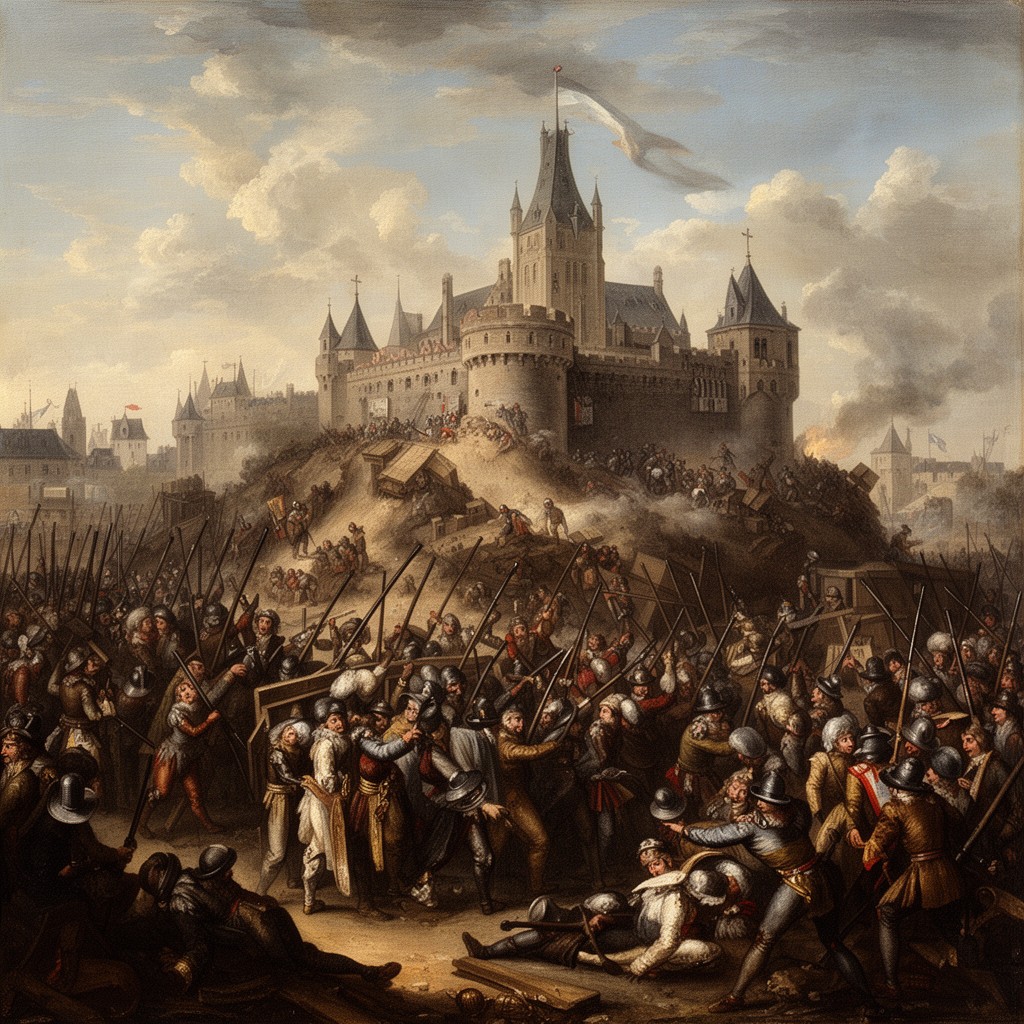 AI-generated illustration of siege and capture of Maastricht (1579)
