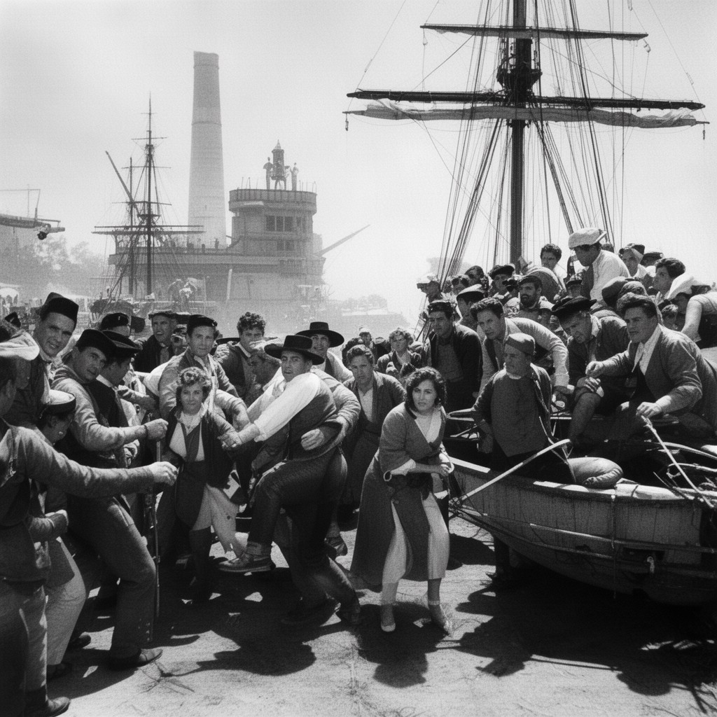 AI-generated illustration of Mutiny on the Bounty