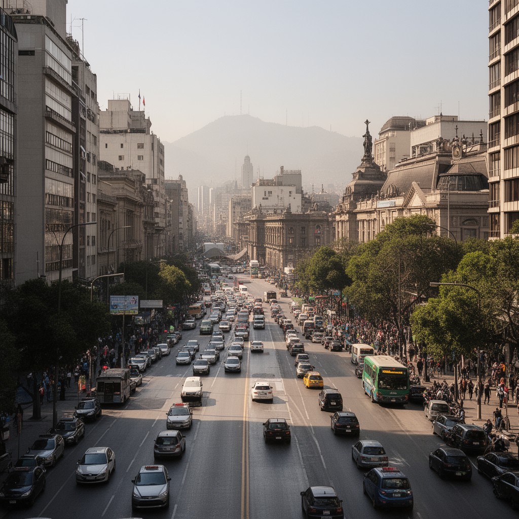 AI-generated illustration of Moneda Street, Santiago