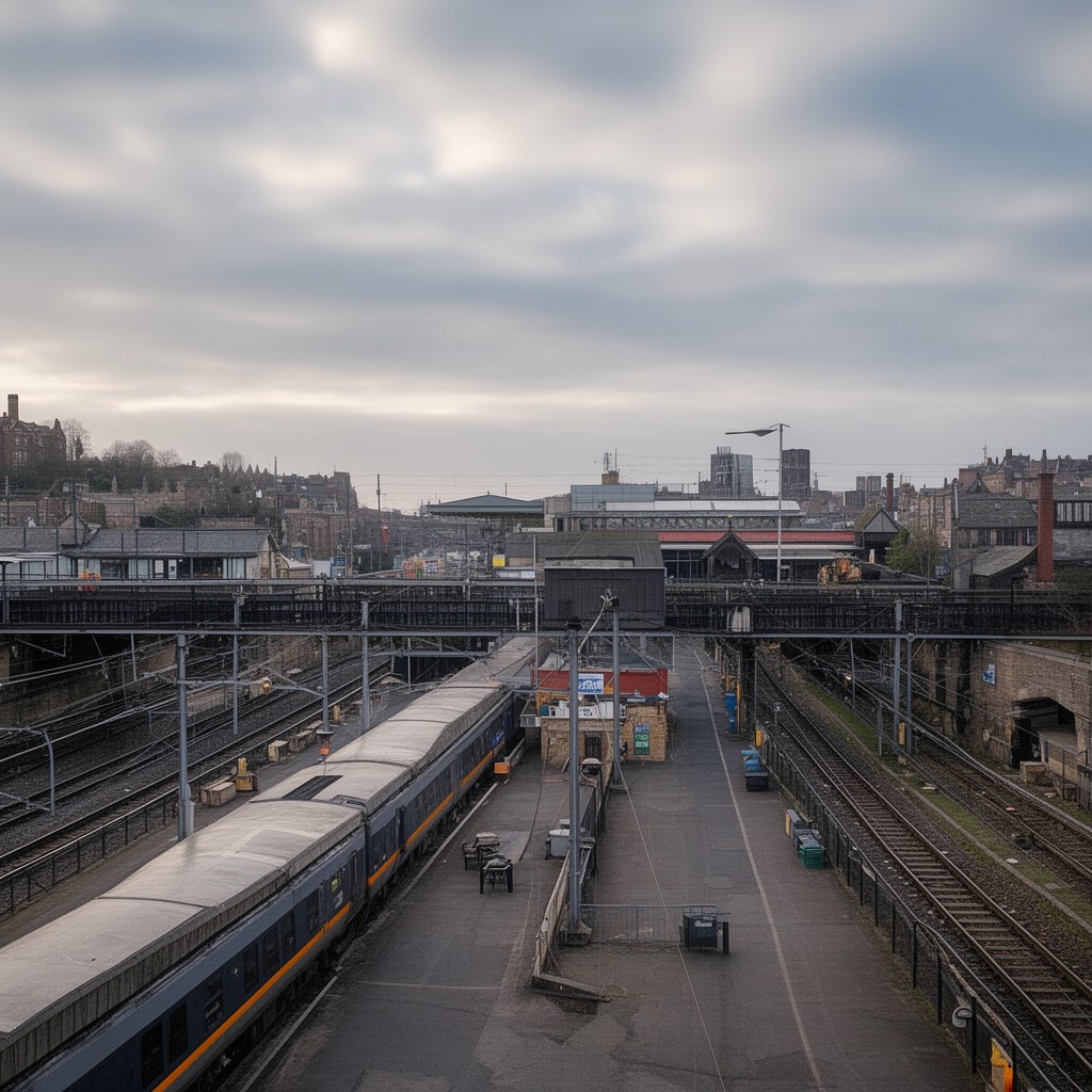 AI-generated illustration of Stockport railway station