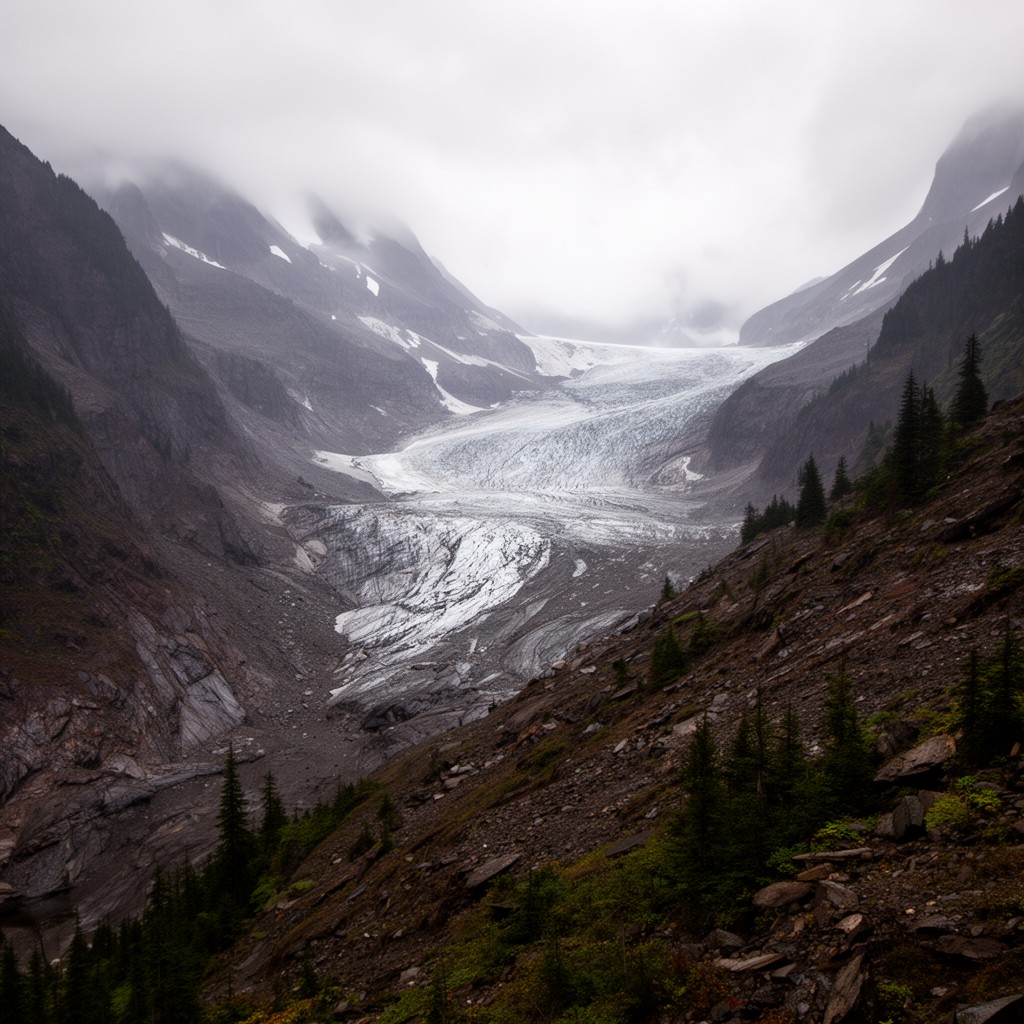 AI-generated illustration of Carver Glacier