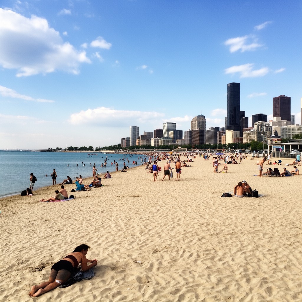 AI-generated illustration of North Avenue Beach