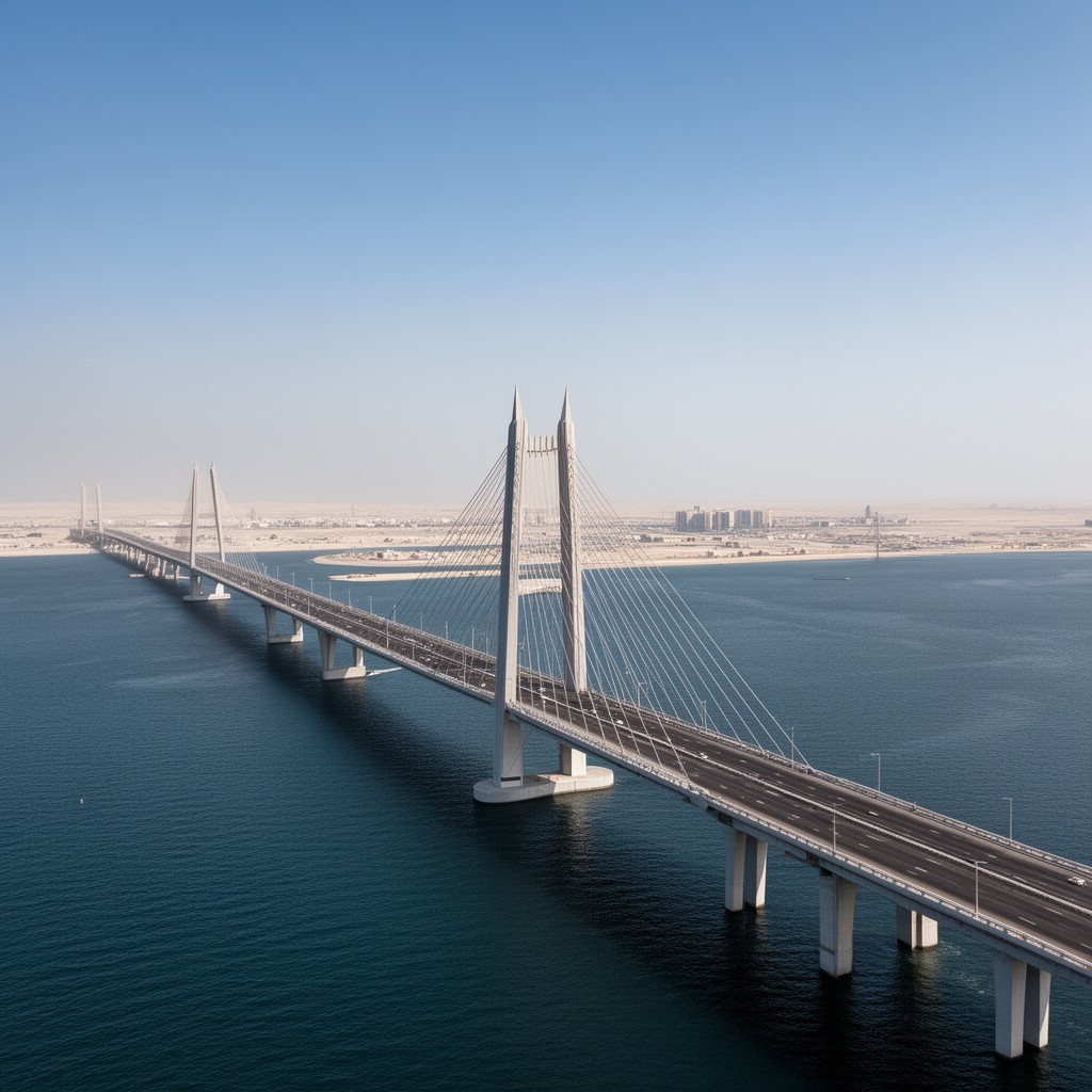 AI-generated illustration of Sheikh Jaber Al-Ahmad Al-Sabah Causeway
