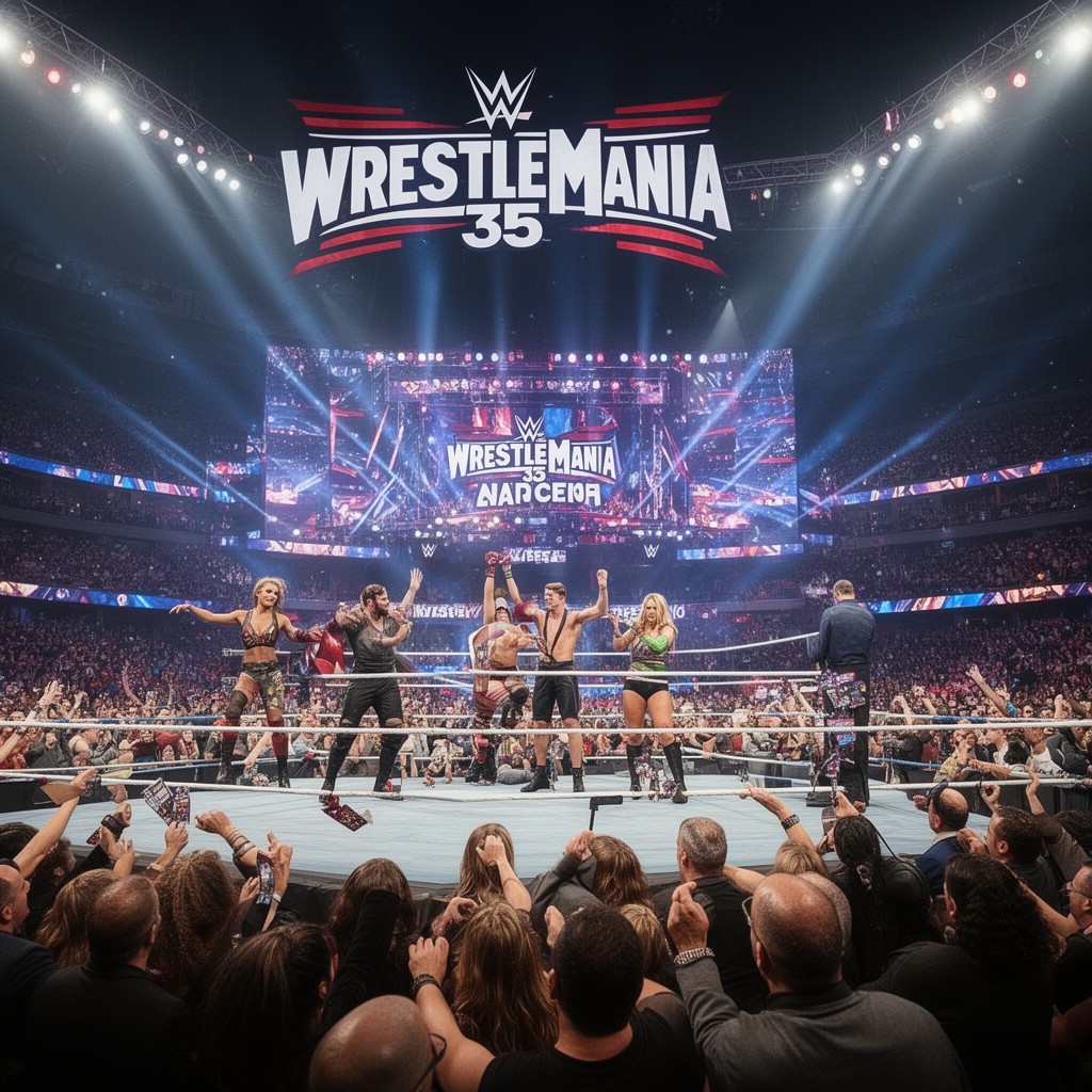 AI-generated illustration of WrestleMania 35