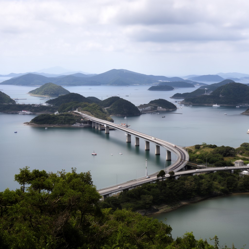 AI-generated illustration of Shimanami Kaido