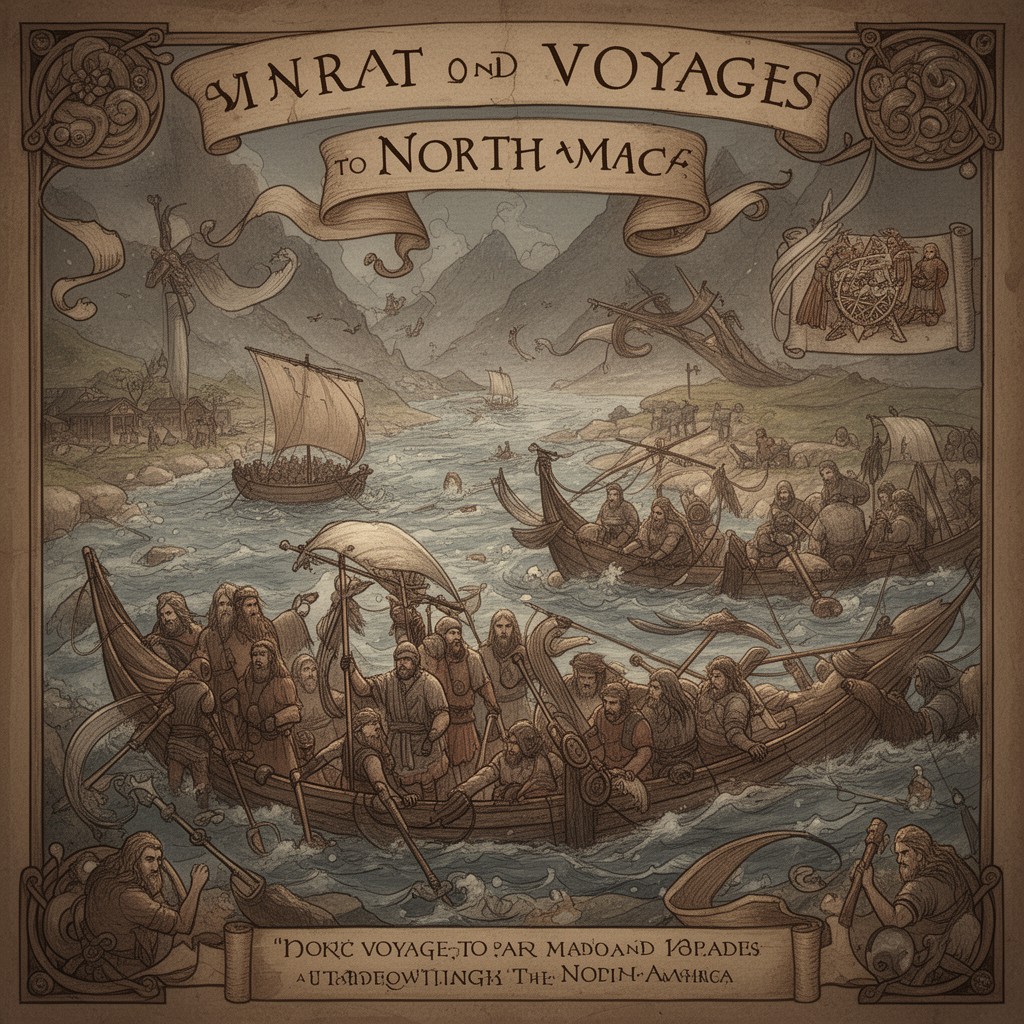 AI-generated illustration of Norse voyages to North America
