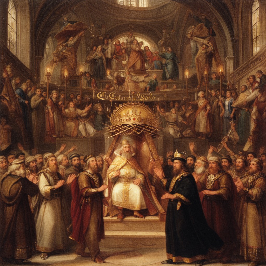 AI-generated illustration of imperial coronation of Charlemagne in 800