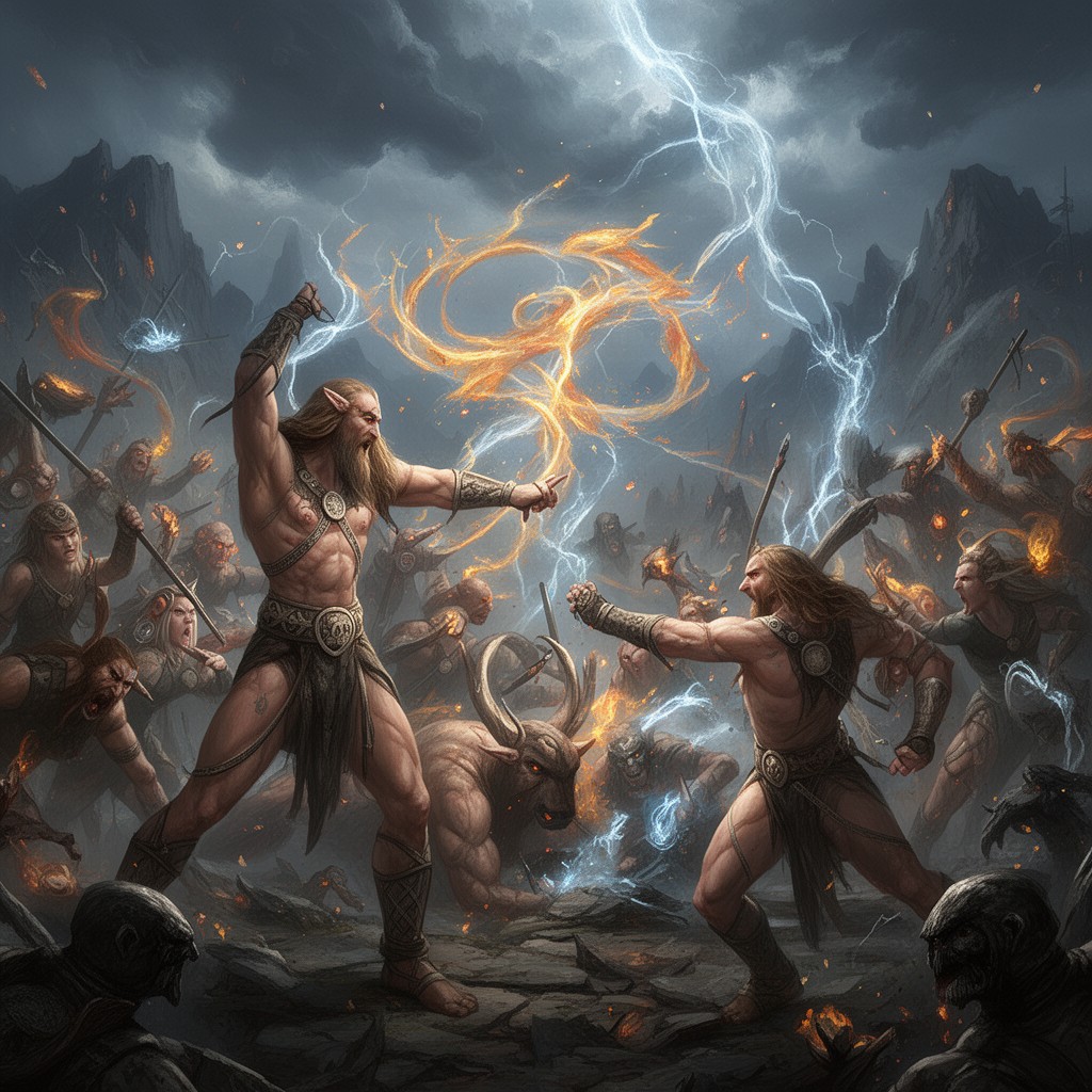 AI-generated illustration of Aesir–Vanir War