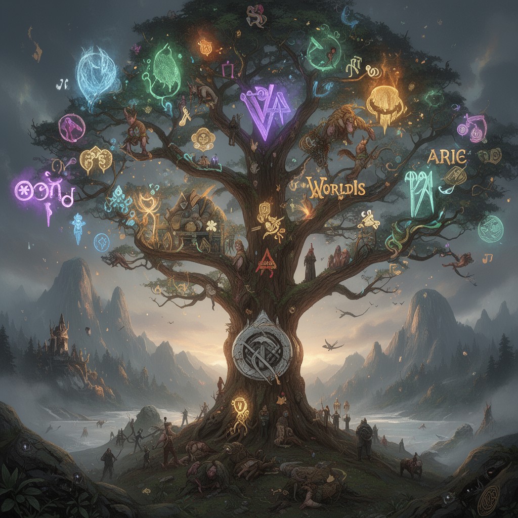AI-generated illustration of Nine Worlds