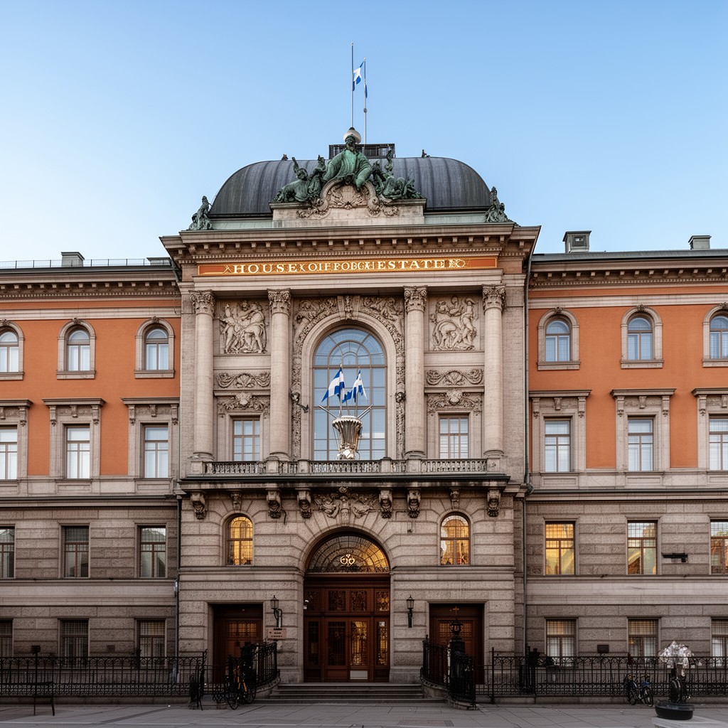 AI-generated illustration of House of the Estates, Helsinki