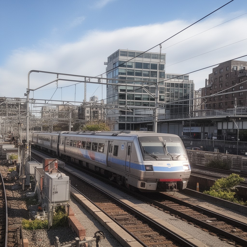 AI-generated illustration of MBTA Commuter Rail Kingston Line