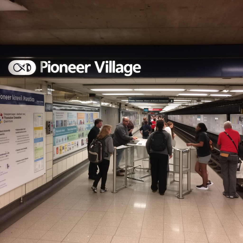 AI-generated illustration of Pioneer Village station