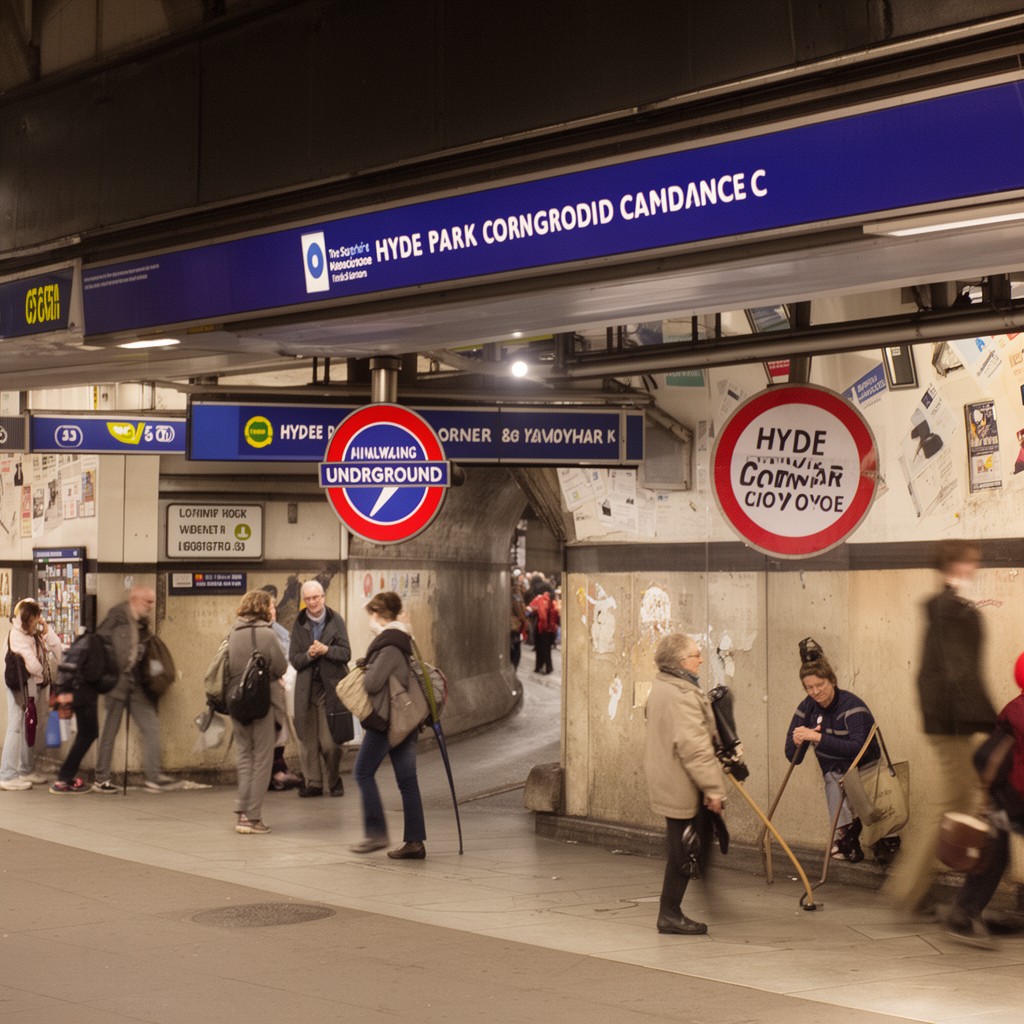 AI-generated illustration of Hyde Park Corner Underground station
