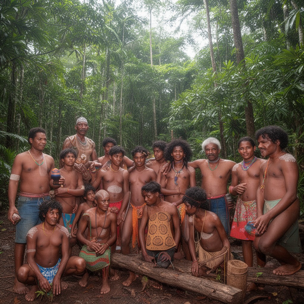 AI-generated illustration of Eastern Kuku Yalanji people