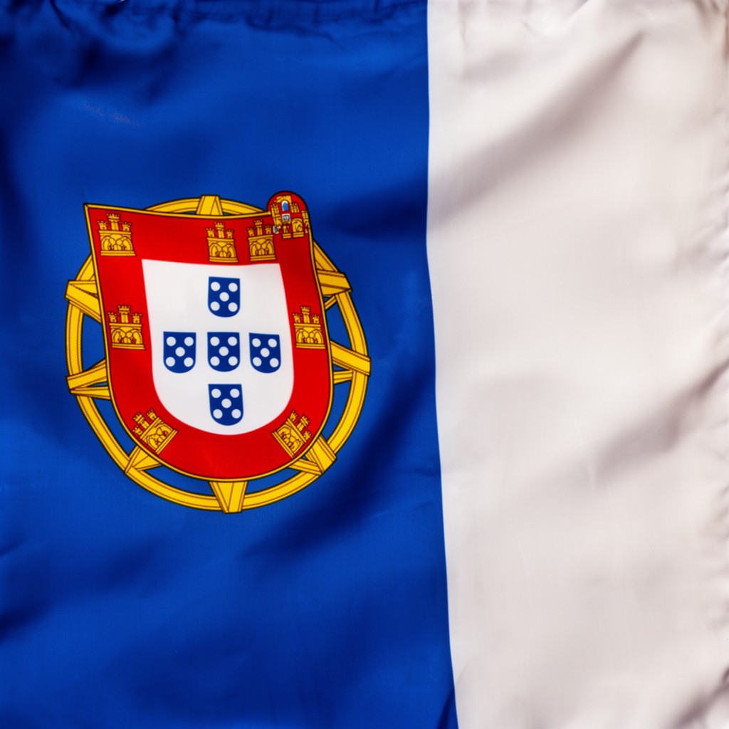 AI-generated illustration of blue and white flag of the Portuguese monarchy
