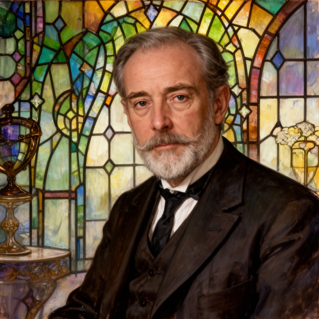 AI-generated illustration of Louis Comfort Tiffany