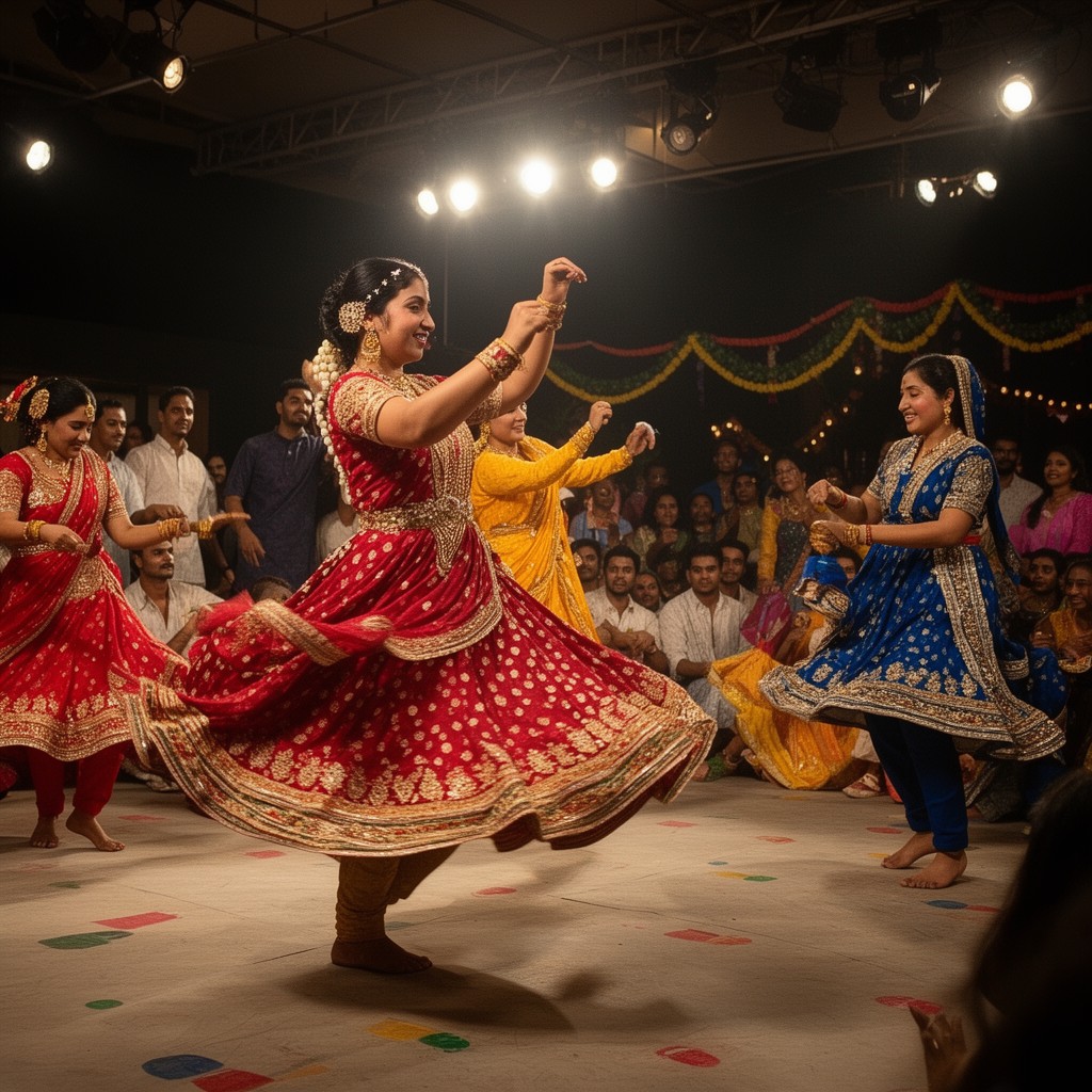 AI-generated illustration of Garba dance