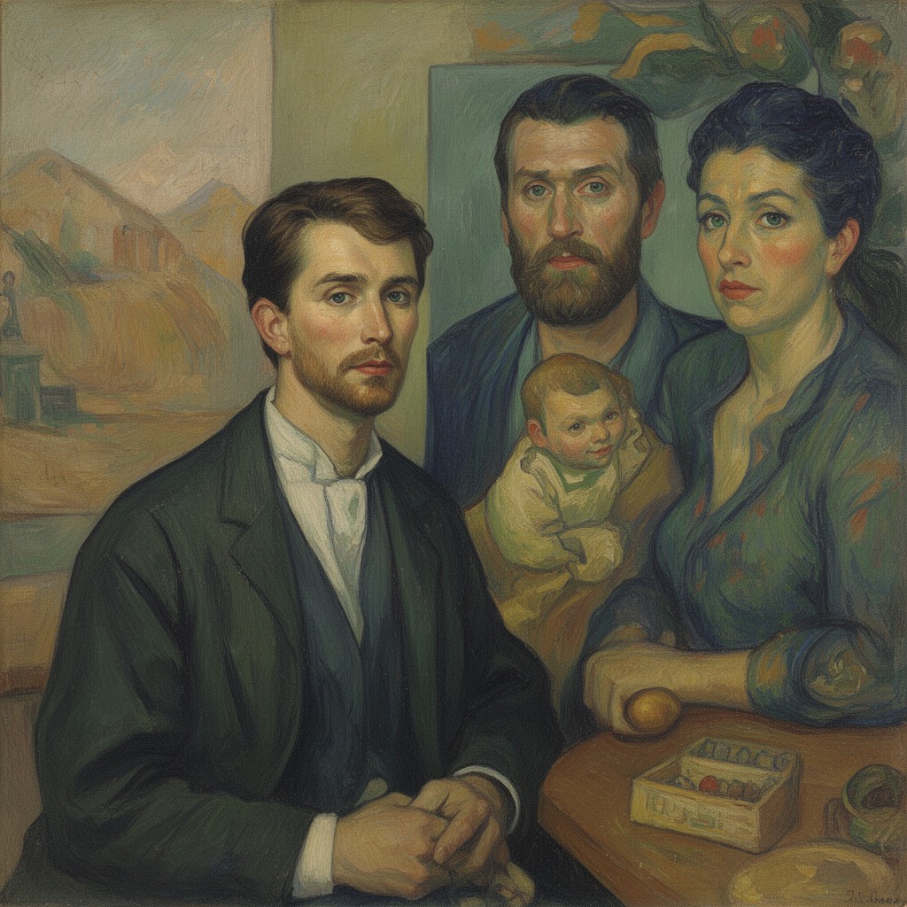 AI-generated illustration of Self-Portrait with Portrait of Paul Gauguin