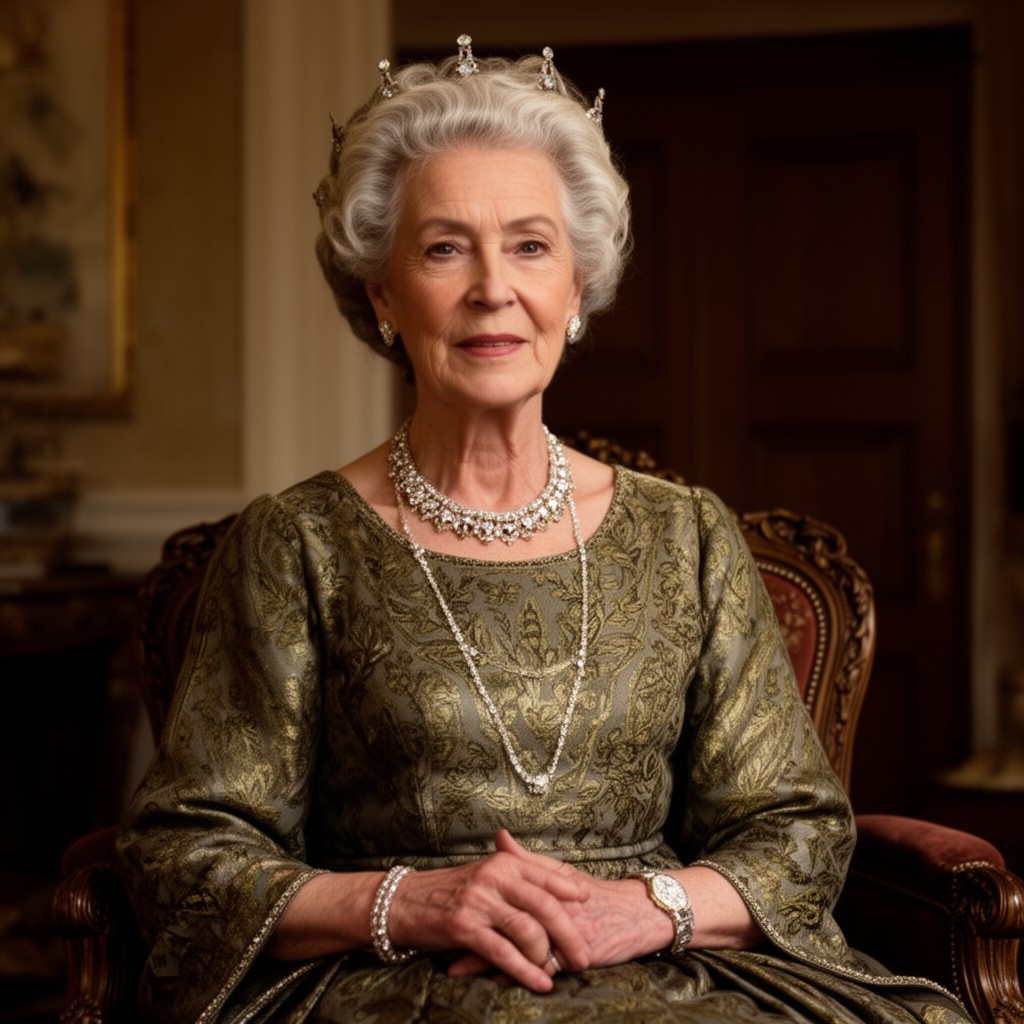 AI-generated illustration of Queen Mary in "The King’s Speech"